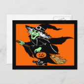 Hexe Halloween-Cartoon Postkarte (Vorne/Hinten)