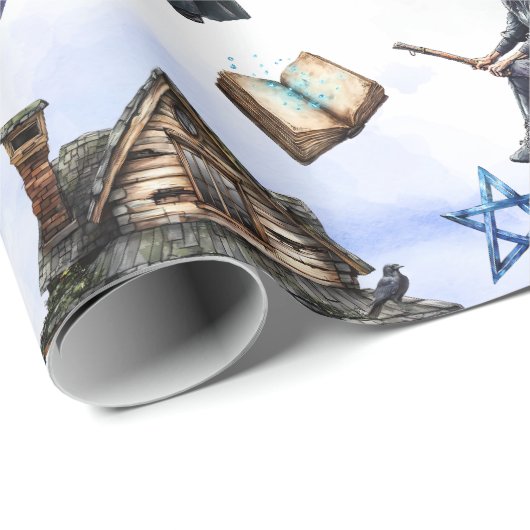 Hexe Halloween Geschenkpapier (Rolleneckpunkt)