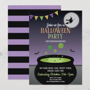 Hexe Halloween-Party Einladung Wicked Cauldron
