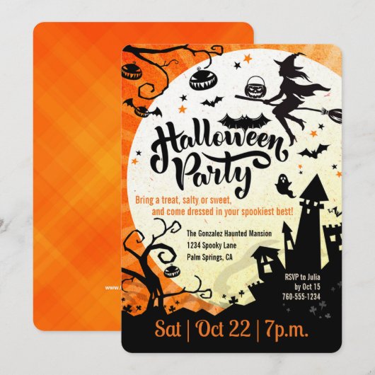 Hexe, Halloween-Party, Potluck Einladung (Vorne/Hinten)