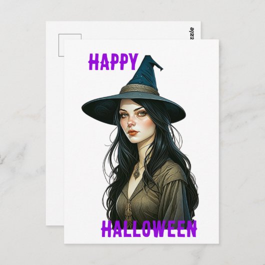 Hexe Halloween Postkarte (Vorne/Hinten)