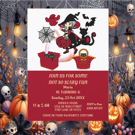 Hexe Halloween Spider Web Pumpkins Kind Geburtstag Einladung
