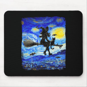 Hexe Halloween Starry Night Van Gogh Aesthetic Pa Mousepad