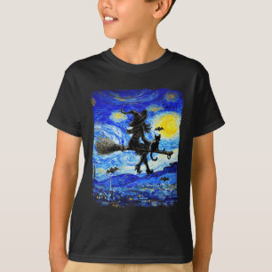 Hexe Halloween Starry Night Van Gogh Aesthetic Pa T-Shirt
