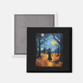 Hexe Halloween Starry Night Van Gogh Kostümkunst Magnet (Vorderseite/Rückseite)