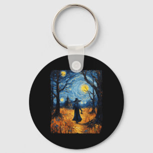 Hexe Halloween Starry Night Van Gogh Kostümkunst Schlüsselanhänger