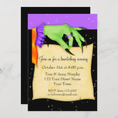 Hexe Hand mit Papier Halloween Einladung (Vorne/Hinten)