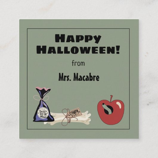 Hexe Happy Halloween von der Lehrer-Abschlusskarte Begleitkarte (Rückseite)