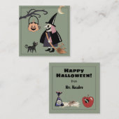 Hexe Happy Halloween von der Lehrer-Abschlusskarte Begleitkarte (Vorne/Hinten)