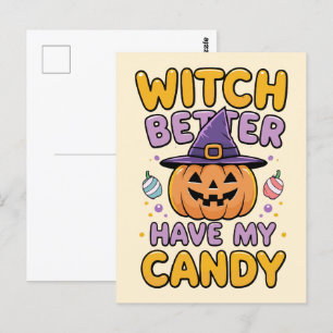Hexe hat besser meine Süßigkeit - Niedliches Kawai Postkarte
