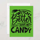 Hexe hat besser meine Süßigkeiten. Postkarte (Vorne/Hinten)