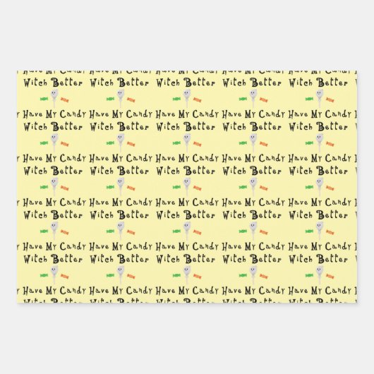 Hexe hat besser meine Süßigkeiten. | Schwarze Buch Geschenkpapier Set (Vorderseite 2)
