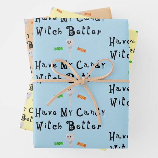 Hexe hat besser meine Süßigkeiten. | Schwarze Buch Geschenkpapier Set (Beispiel)