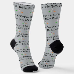 Hexe hat besser meine Süßigkeiten. Schwarze Buch Socken