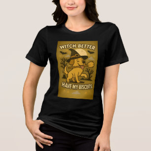 Hexe hat besser meinen Keks Halloween Hund Design Tri-Blend Shirt