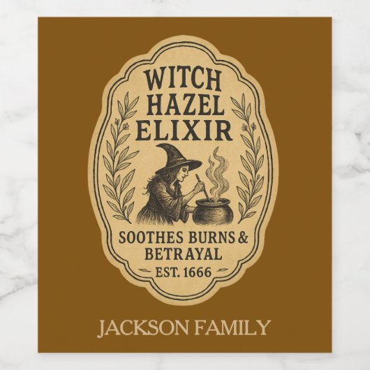 Hexe Hazel Elixir Soothes Burns & ratyal Tonic Weinetikett (Einzelnes Label)