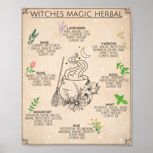 Hexe Herbal Magic Art Sign Poster