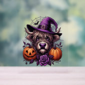 Hexe Highland Halloween Kuh Acrylschild (Neutral)
