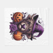 Hexe Highland Halloween Kuh Fleecedecke (Vorderseite (Horizontal))