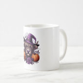Hexe Highland Halloween Kuh Kaffeetasse (VorderseiteRechts)