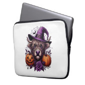 Hexe Highland Halloween Kuh Laptopschutzhülle (Vorderseite Links)