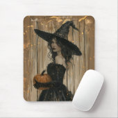 Hexe Holding a Pumpkin Mousepad (Mit Mouse)