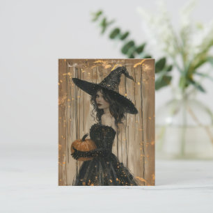 Hexe Holding a Pumpkin Postkarte