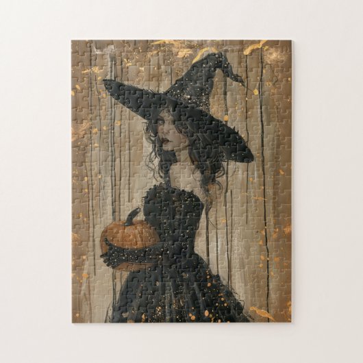 Hexe Holding a Pumpkin Puzzle (Vertikal)