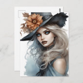 Hexe Hübsche Girl Brown Blume Magisch Postkarte (Vorne/Hinten)