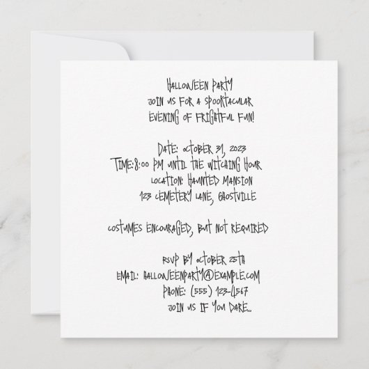 Hexe-Hütte: Broomstick Haven Einladung (Rückseite)