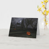 Hexe-Hütte mit Kürbis-Laterne Karte (Gelbe Blume)