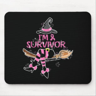 Hexe ich bin ein Überlebender Halloween Brustkrebs Mousepad