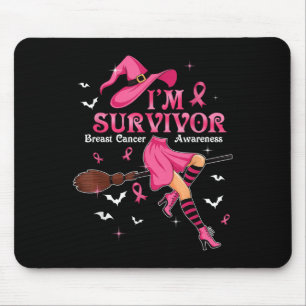 Hexe Ich bin eine Überlebende Halloween Brustkrebs Mousepad