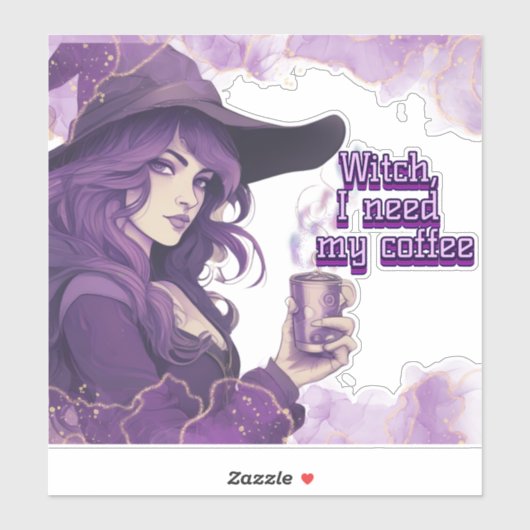 Hexe, ich brauche meinen Kaffee Aufkleber (Blatt)