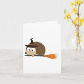 Hexe Igel. Frohe Halloween! Karte (Gelbe Blume)