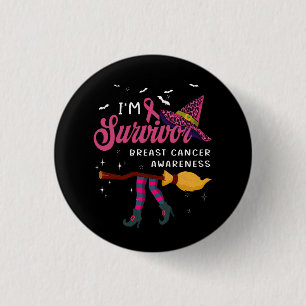 Hexe im a Survivor Halloween Breastkrebs Awaren Button