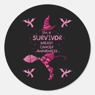 Hexe im a Survivor Halloween Breastkrebs Awaren Runder Aufkleber