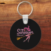 Hexe im a Survivor Halloween Breastkrebs Awaren Schlüsselanhänger (Vorderseite)