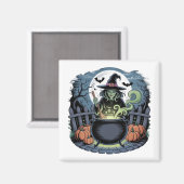 Hexe im Cauldron Magnet (Vorderseite/Rückseite)