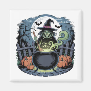 Hexe im Cauldron Magnet