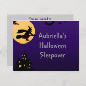 "Hexe im Flug um Mitternacht" - (personalisiertes Einladung (Vorne/Hinten)