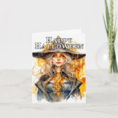 Hexe im Herbst glückliches Halloween Karte (Vorderseite)