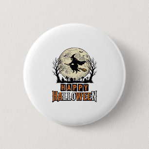 Hexe im Vintage-Stil Frohes Halloween Vektordesign Button