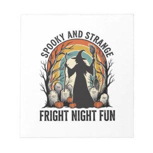 Hexe im Vintage-Stil Halloween-Friedhof-Silhouette Notizblock