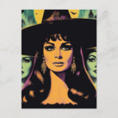 Hexe im Vintage-Stil Postkarte (Vorderseite)