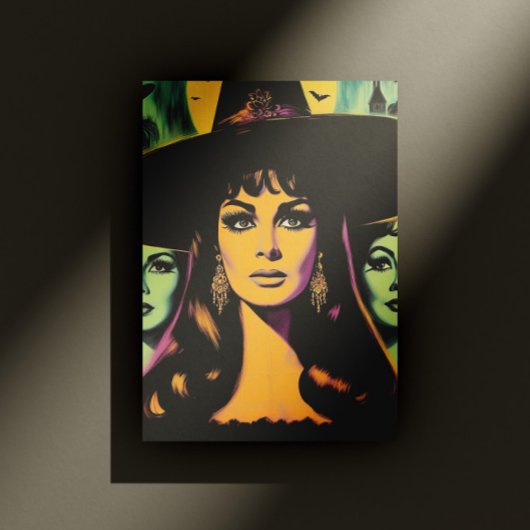 Hexe im Vintage-Stil Postkarte