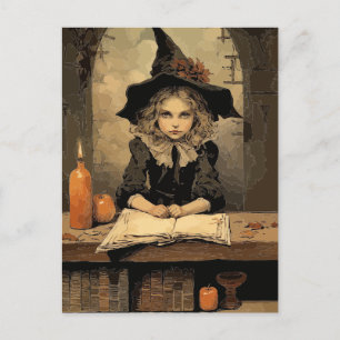 Hexe im Vintage-Stil Postkarte