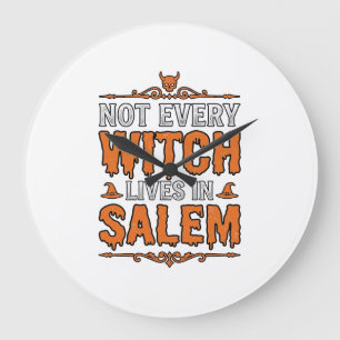 Hexe im Vintage-Stil Salem Halloween-Schriftdesign Große Wanduhr