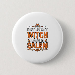 Hexe im Vintage-Stil Salem Halloween-Schrifttypdes Button