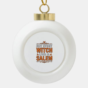 Hexe im Vintage-Stil Salem Halloween-Schriftzug De Keramik Kugel-Ornament
